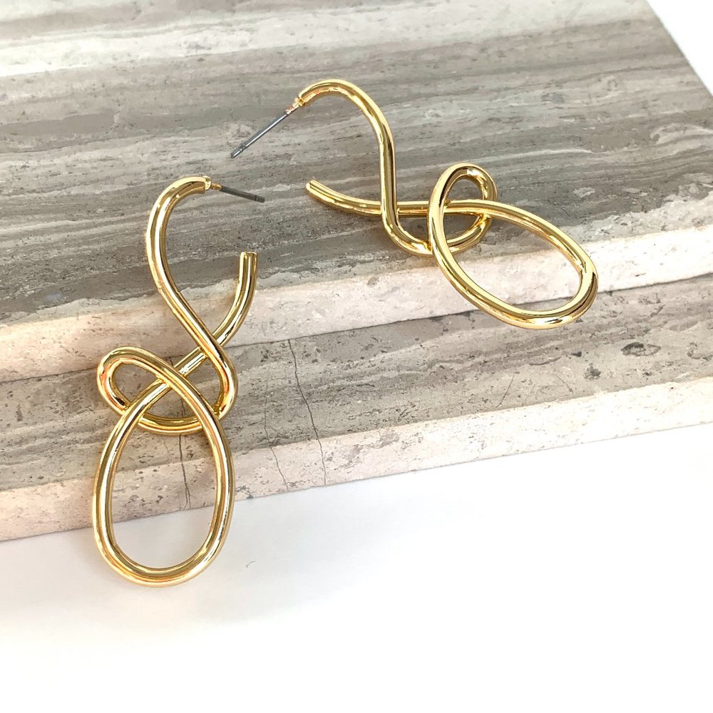 NEW~ Anthropologie Tied up Twisted Gold Drop Earrings